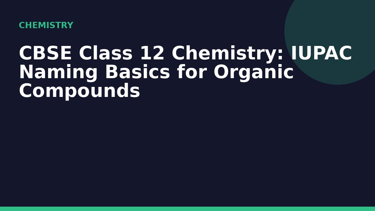 CBSE Class 12 Chemistry: IUPAC Naming Basics for Organic Compounds