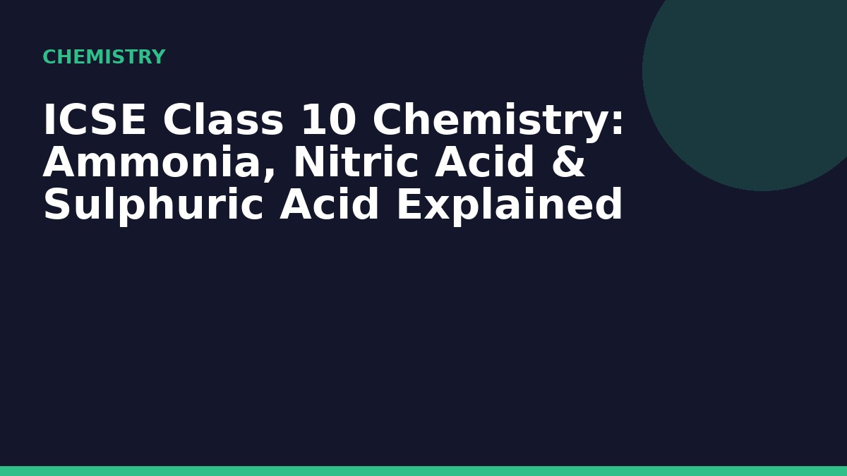 ICSE Class 10 Chemistry: Ammonia, Nitric Acid & Sulphuric Acid Explained