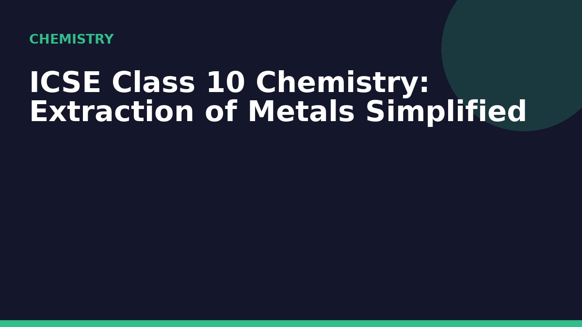ICSE Class 10 Chemistry: Extraction of Metals Simplified