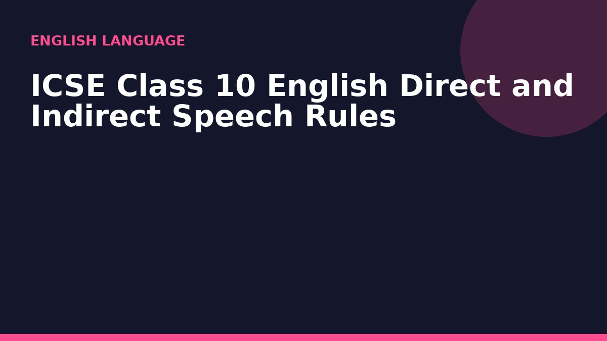 ICSE Class 10 English Direct and Indirect Speech Rules