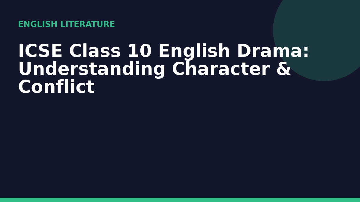 ICSE Class 10 English Drama: Understanding Character & Conflict