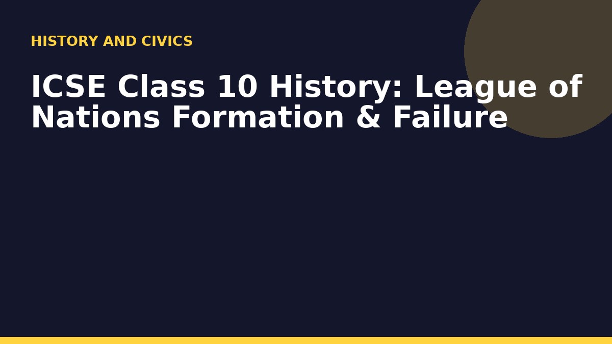 ICSE Class 10 History: League of Nations Formation & Failure