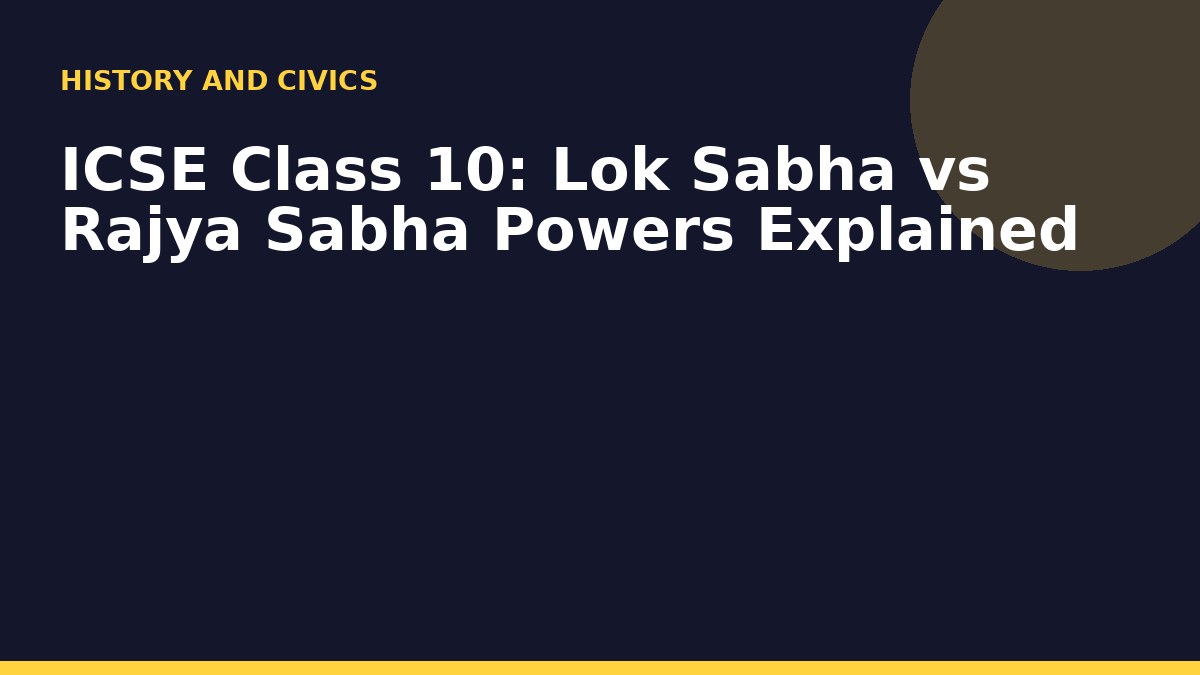 ICSE Class 10: Lok Sabha vs Rajya Sabha Powers Explained