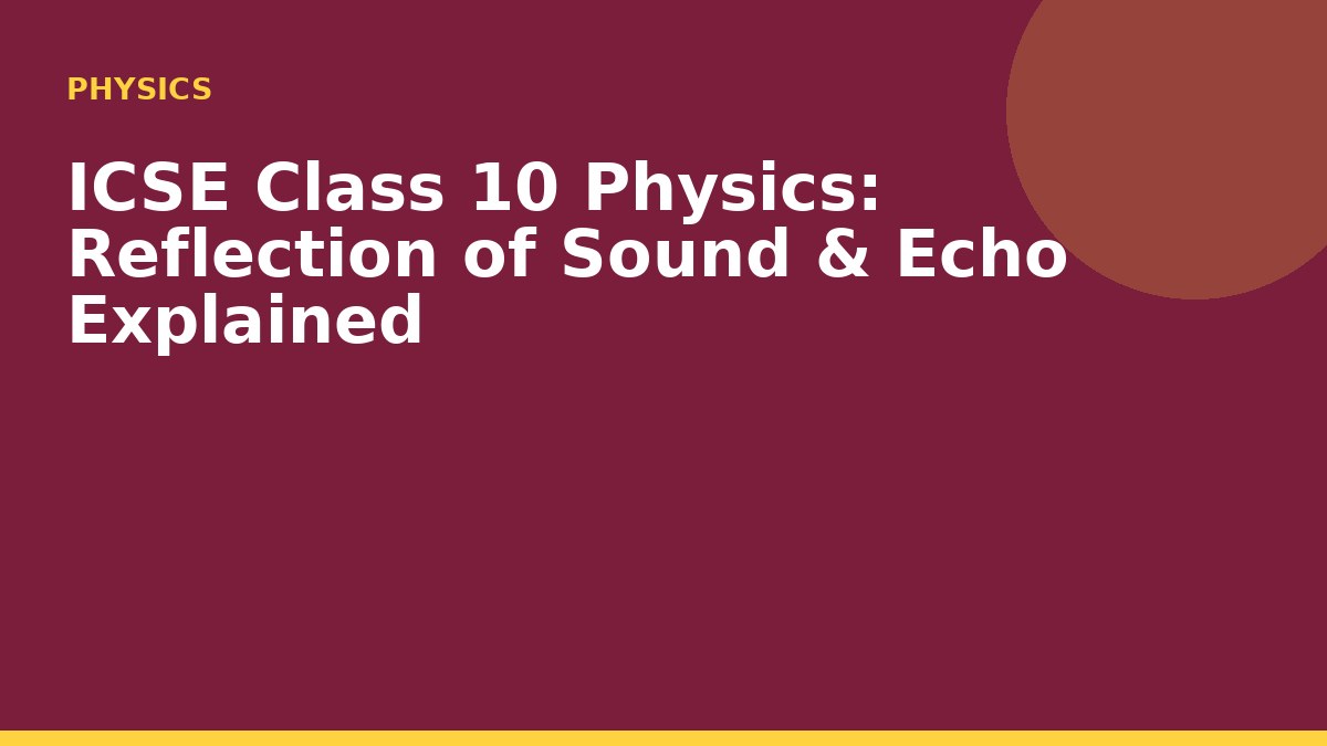 ICSE Class 10 Physics: Reflection of Sound & Echo Explained