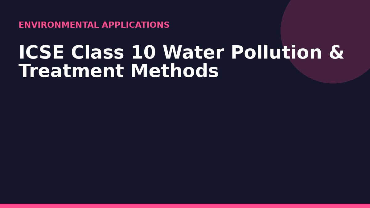 ICSE Class 10 Water Pollution & Treatment Methods