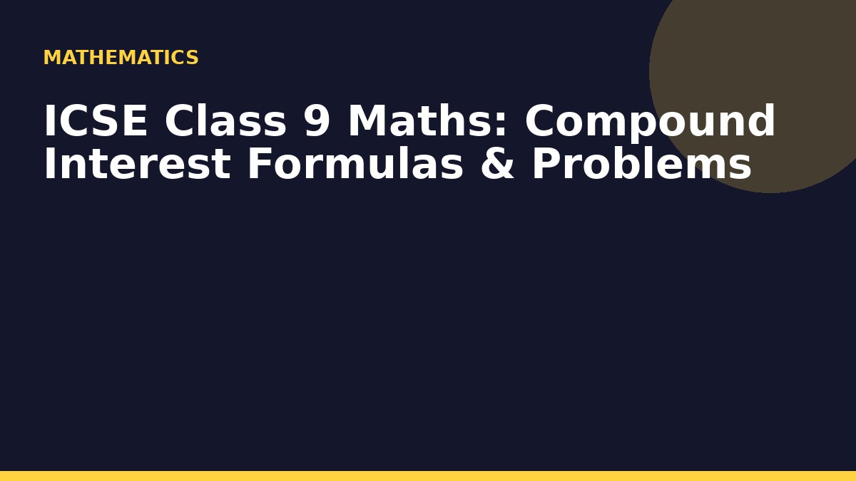 ICSE Class 9 Maths: Compound Interest Formulas & Problems