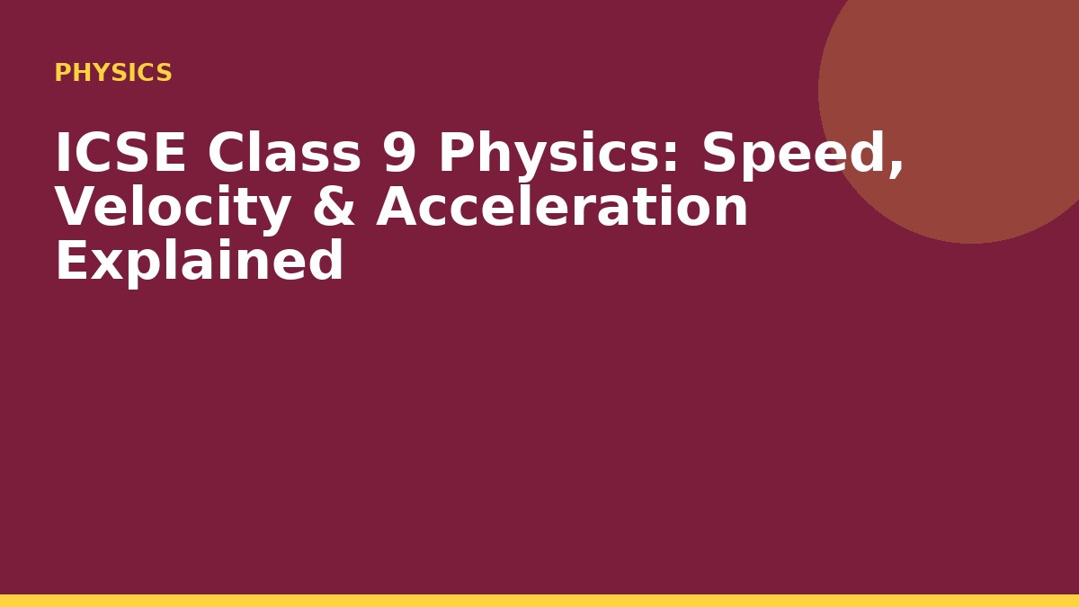 ICSE Class 9 Physics: Speed, Velocity & Acceleration Explained