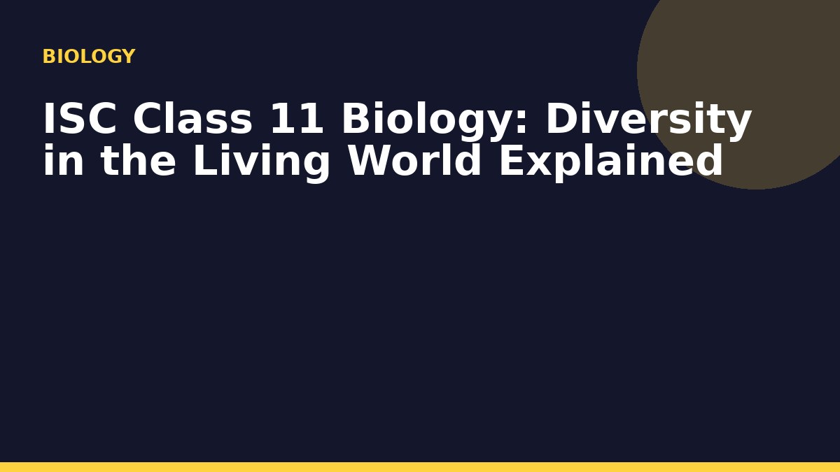 ISC Class 11 Biology: Diversity in the Living World Explained