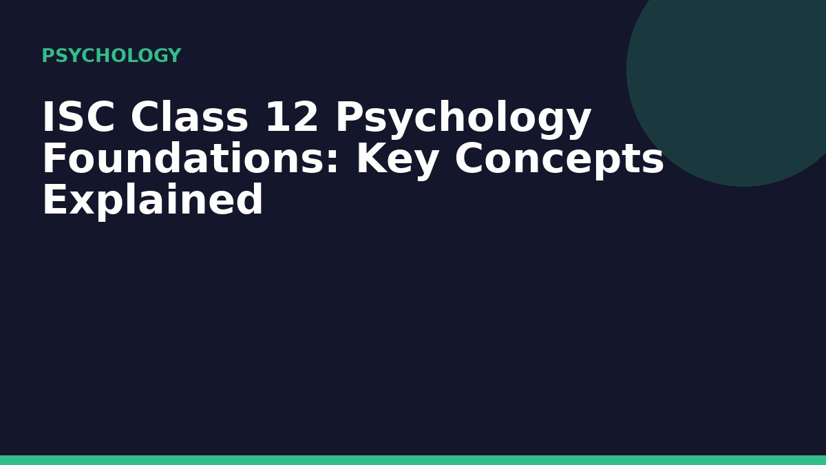 ISC Class 12 Psychology Foundations: Key Concepts Explained